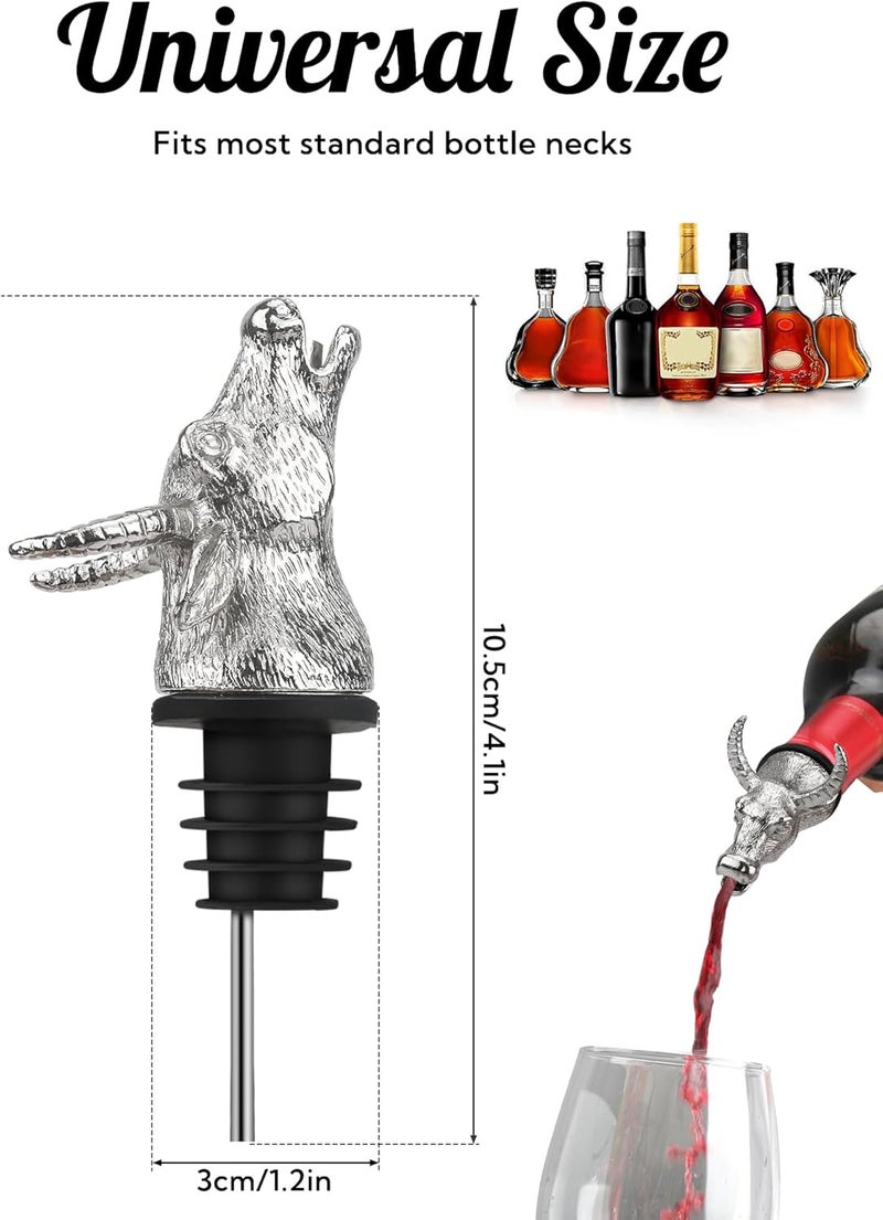 sodknow Wine Pourer for Wine Bottles, Stainless Steel Animal Bar Liquor Bottle Pourer Liquor Pour Spout for Liquor Bottles, Speed Pourer Wine Areator Spout Bottle Pourer for Alcohol (Bull) - Image 4